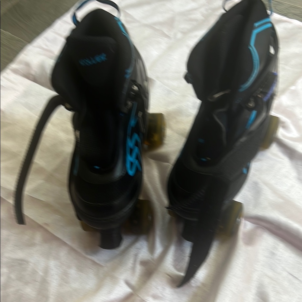 Blue and Black Roller Skates